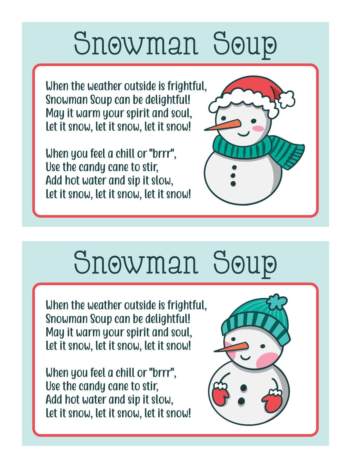 Snowman Soup Labels - 10 Free Pdf Printables | Printablee pertaining to Snowman Soup Printable