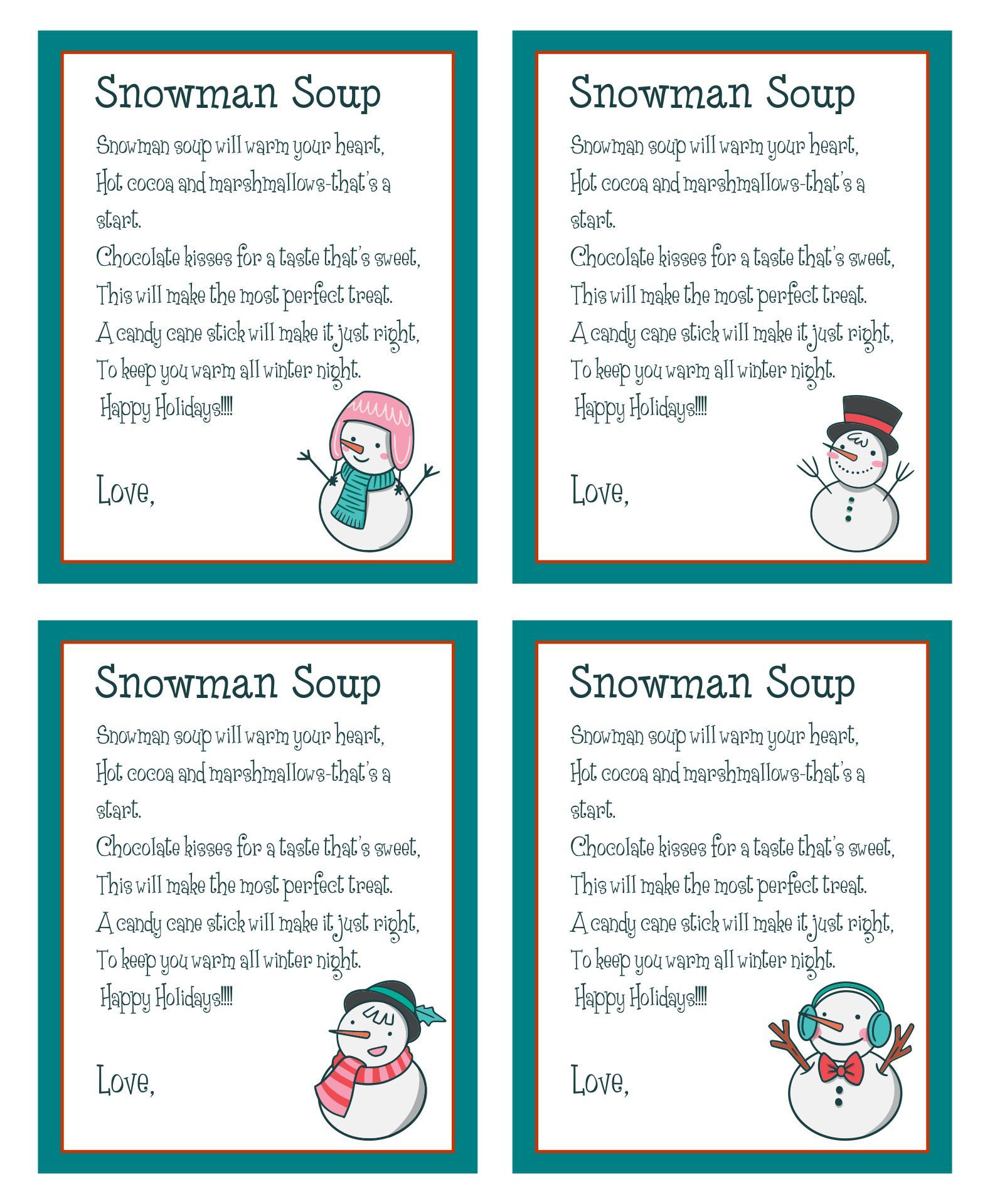 Snowman Soup Labels - 10 Free Pdf Printables | Printablee throughout Snowman Soup Printable Tags Free