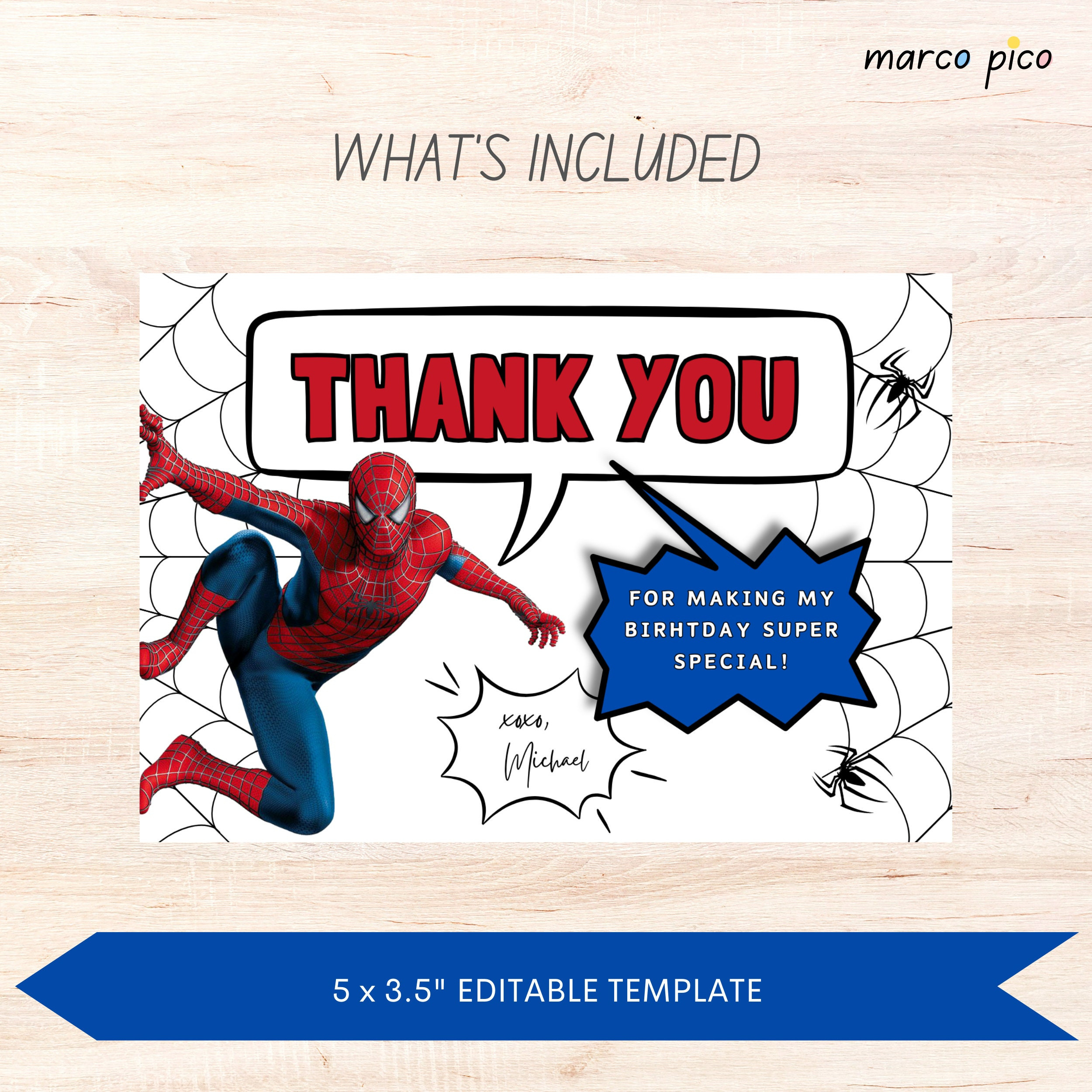 Spinne Comics Unter Dem Motto Dankeskarte Vorlage, Bearbeitbare with Spiderman Thank You Cards Printable Free