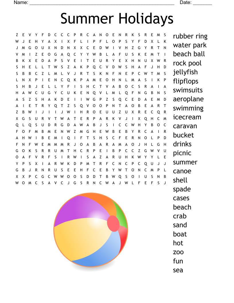 Summer Holidays Word Search - Wordmint within Free Printable Word Search Holidays