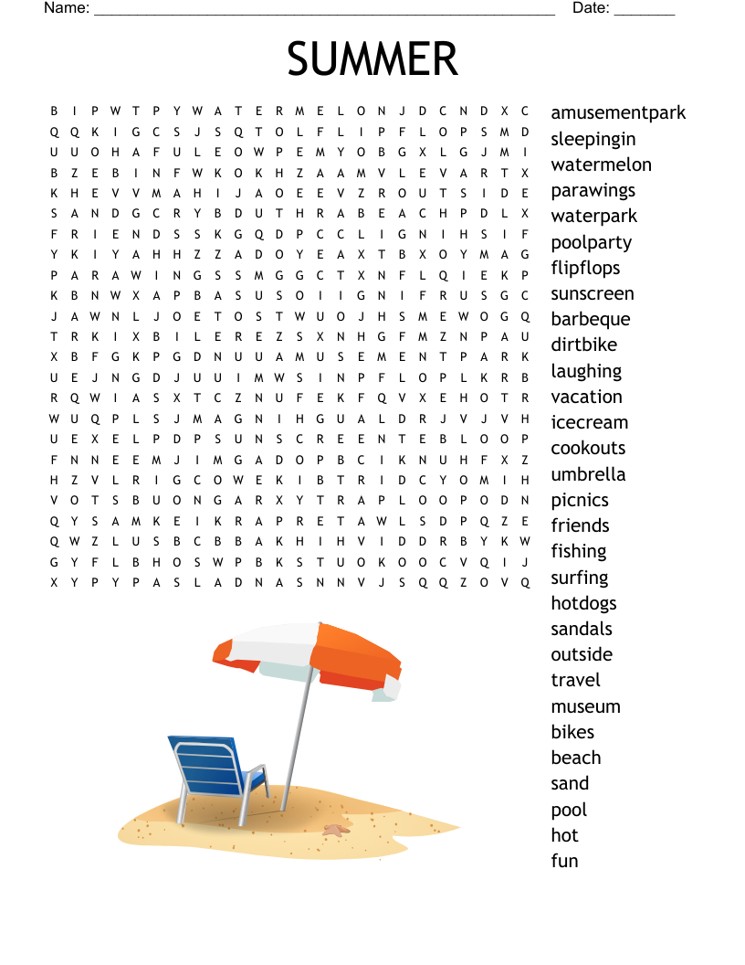 Summer Word Search - Wordmint for Summer Holiday Word Search Printable Free