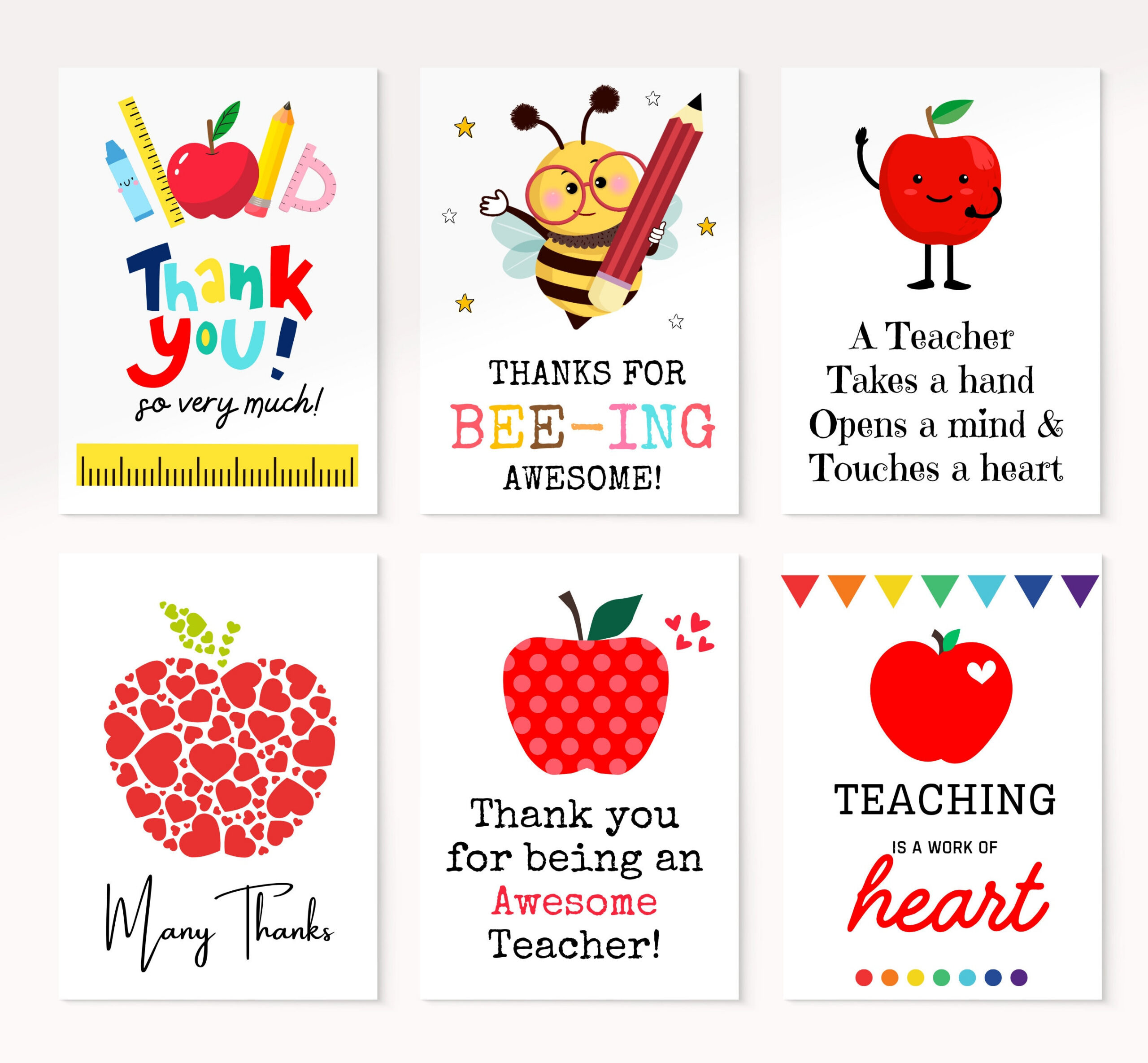 Teacher Appreciation Card Printable, Teacher Thank You Card, End for Teacher Appreciation Thank You Cards Printable