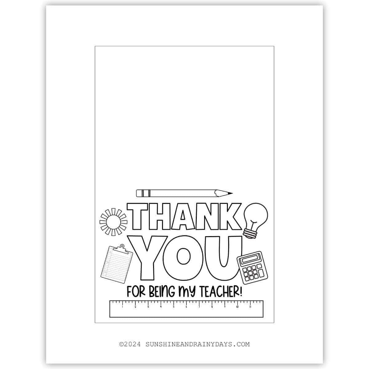 Teacher Appreciation Cards To Color - Sunshine And Rainy Days with regard to Color In Thank You Cards Printable