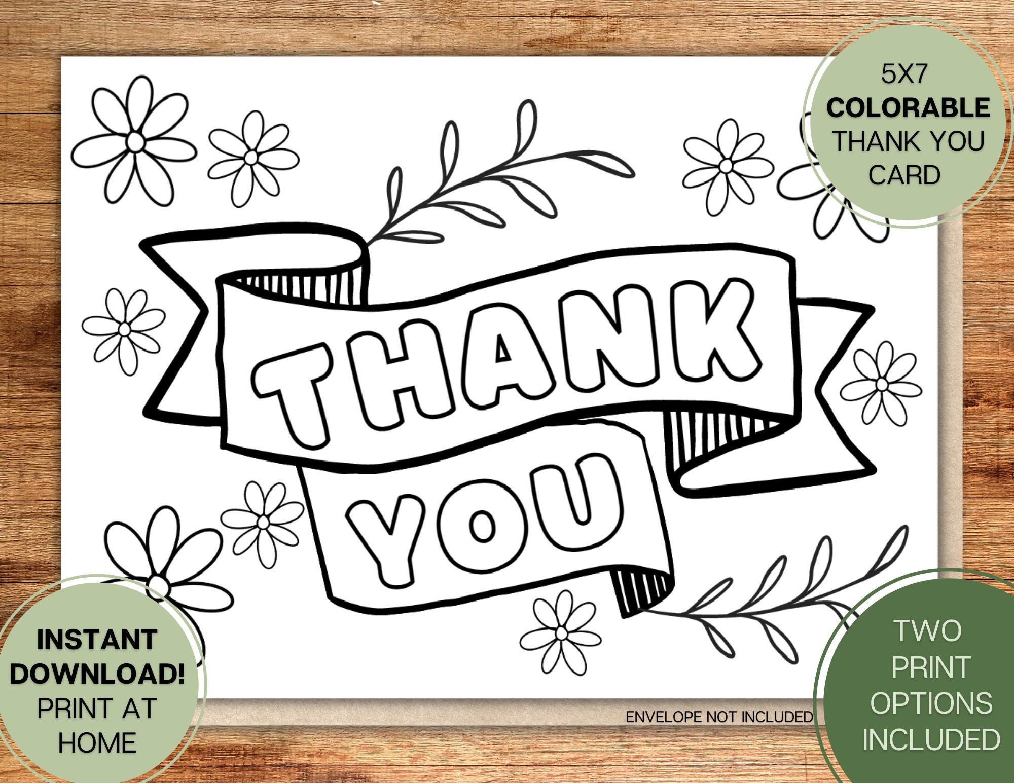 Thank You Card From Child L Colorable Coloring Craft L Gift L regarding Free Thank You Cards Printable 5x7