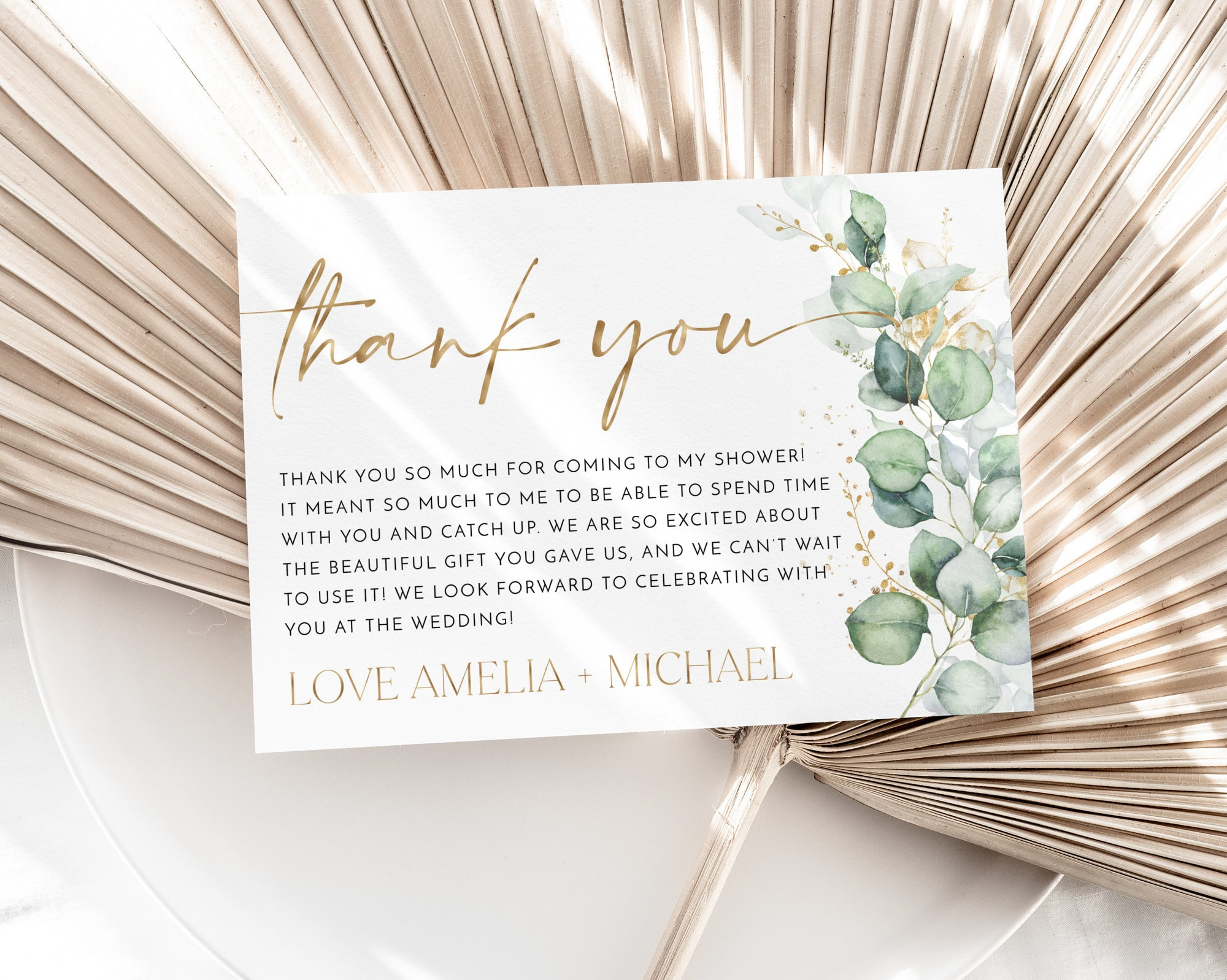 Thank You Card Template, Printable Thank You Card, Instant with regard to Thank You Cards Bridal Shower Printable