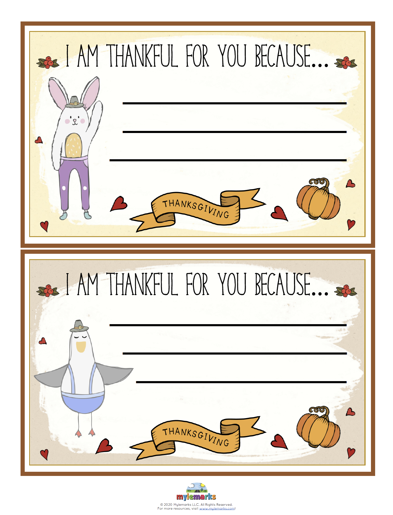 Thankful 4 You Cards intended for Thankful For You Cards Printable