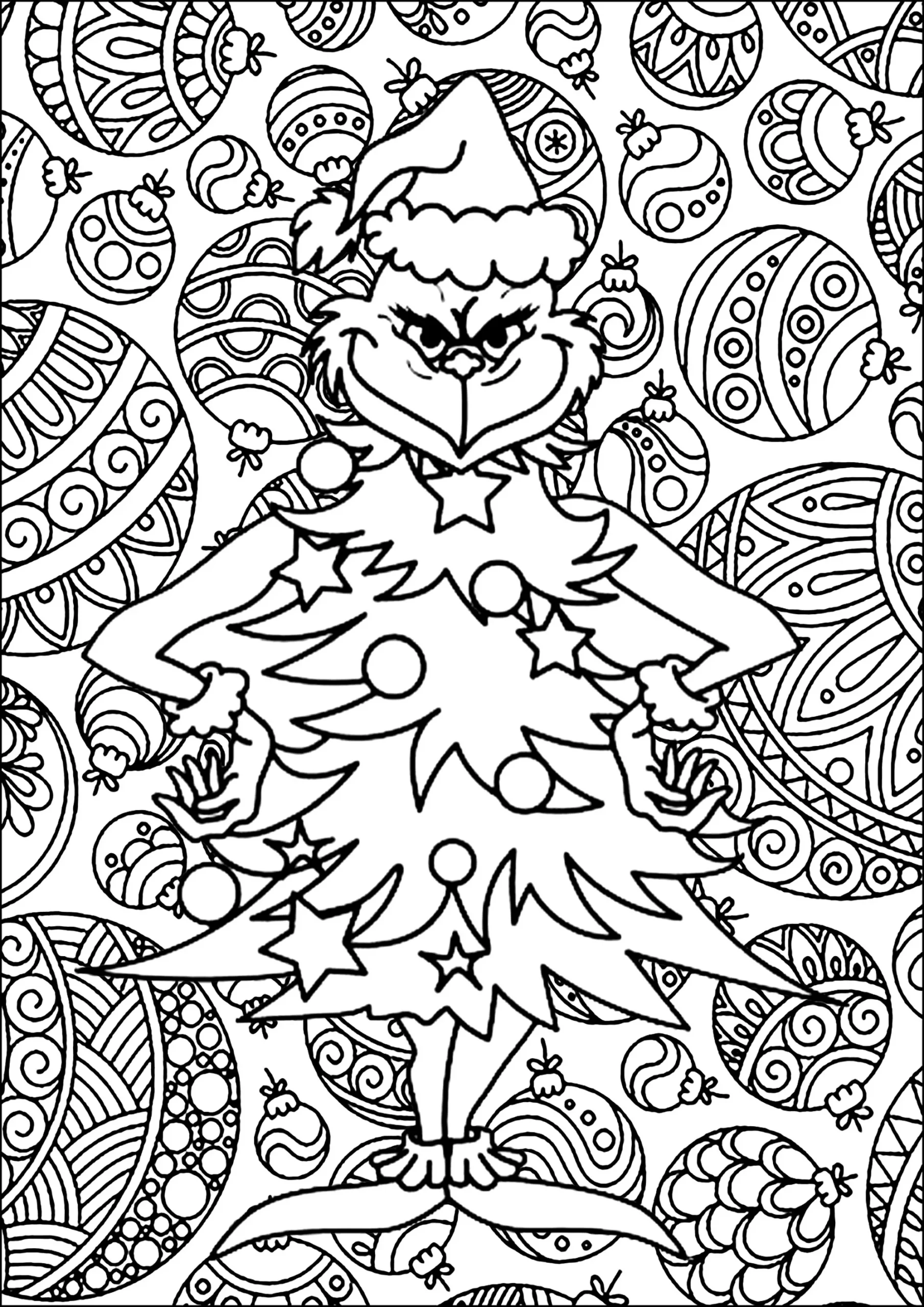 The Grinch Disguised As A Christmas Tree - Christmas Coloring for Christmas Printable Coloring Pages