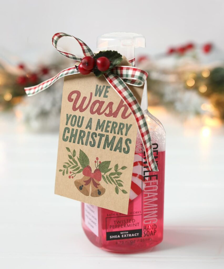 We Wash You A Merry Christmas Gift Idea And Printable Tag inside Hand Soap Christmas Gift Tags Free Printable