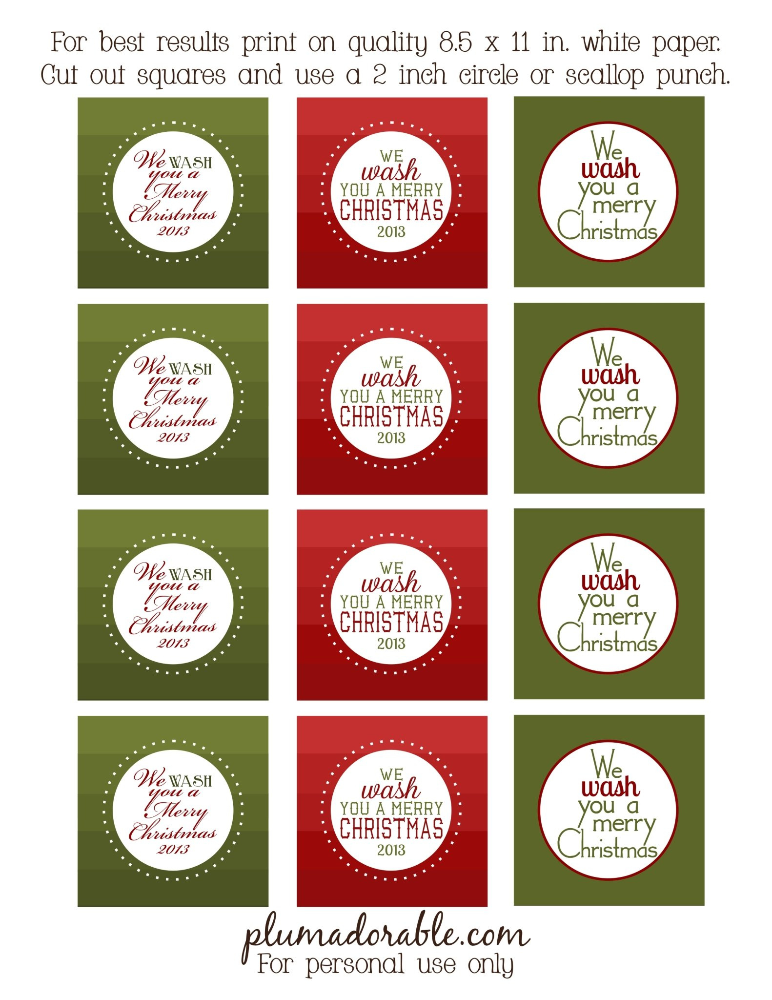 We Wash You A Merry Christmas! (Printable Tags) - The Frugal Girls in We Wash You A Merry Christmas Printable Tags