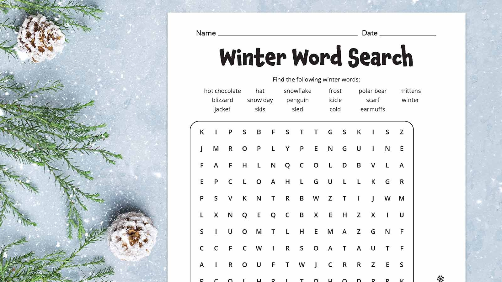 Winter Word Search: Free Printable Worksheet Plus Answer Key throughout Winter Holiday Word Search Printable