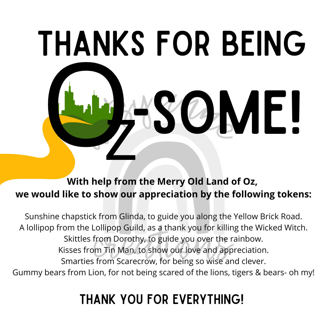 Wizard Of Oz Teacher Appreciation - Etsy within Wizard Of Oz Thank You Cards Printable